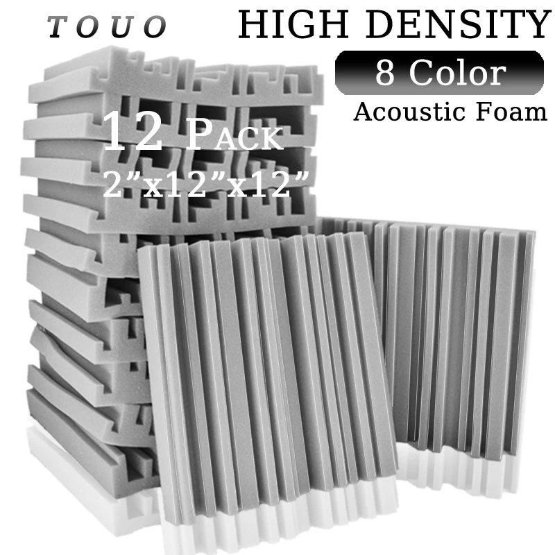 

TOUO Polyurethane Broadband Acoustic Foams 12 Pcs Soundproof Foam Studio Noise Insulation Acoustic Treatment Door Isolation