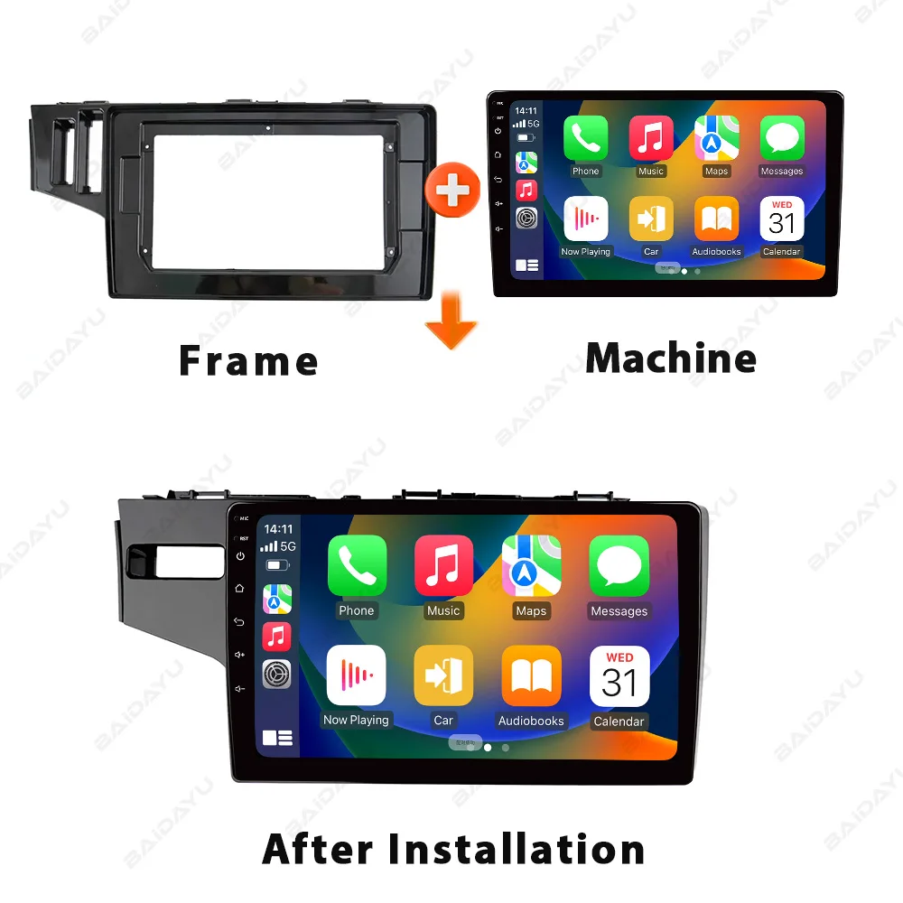 2014 for Honda Fit Dashboard with 10.1inch GPS Stereo Radio Touch Screen CarPlay & DSP Mirror Link Storage Built-in Microphone