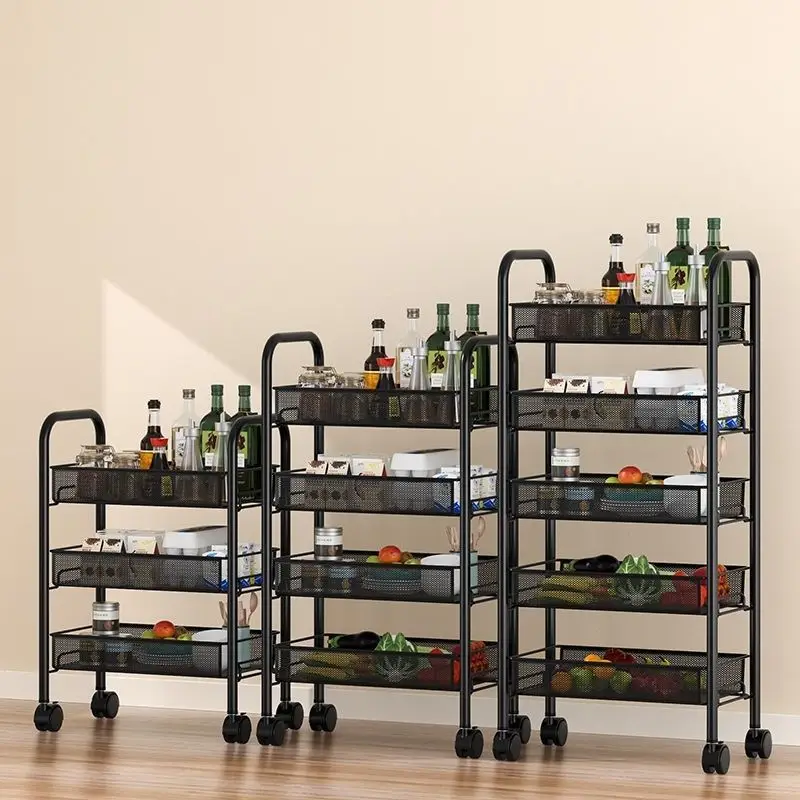 

Storage Rack, Floor Standing Small Cart, Kitchen Bathroom, Mobile Snack Storage Rack