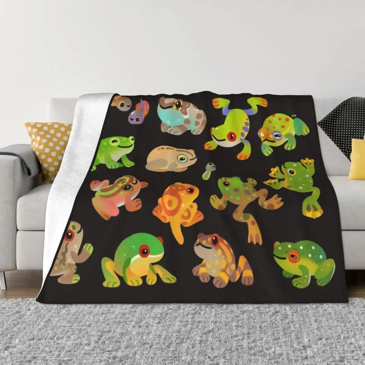 

Tree frog - dark Throw Blanket Furry Thermal Flannel Vintage Blankets