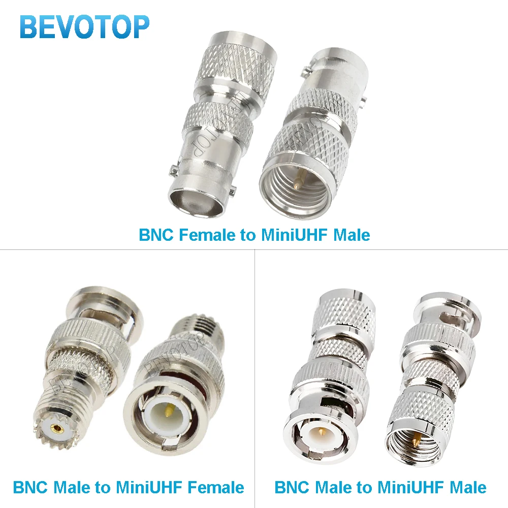 2PCS RF Connector BNC Male Female to Mini UHF Male female Coaxial Adapter for Coaxial Cable/CCTV/WiFi Radios/Telecom/Antenna