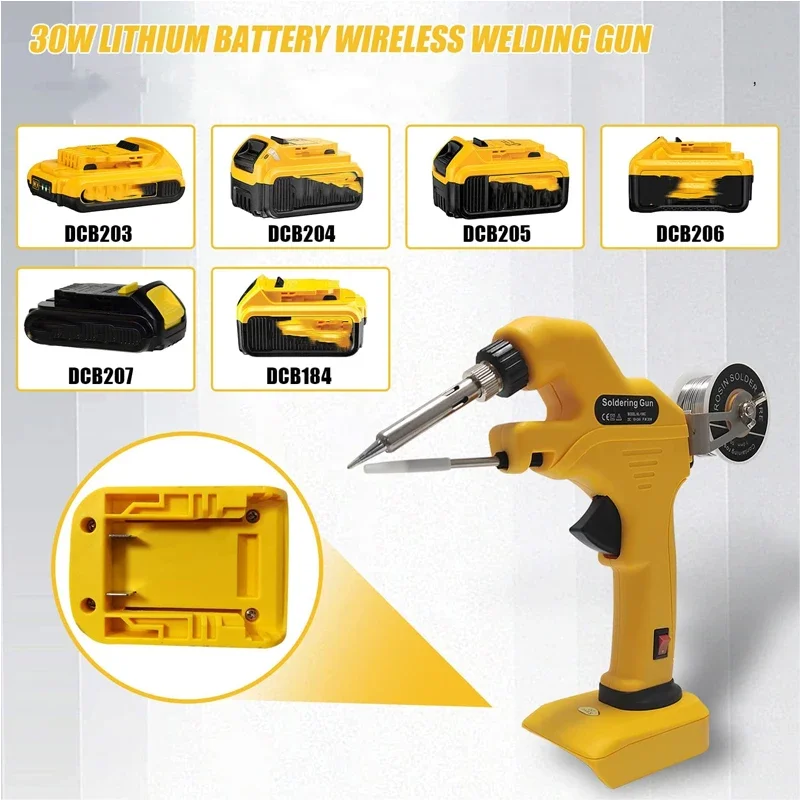 Il Kit di saldatore a batteria funziona per la batteria agli ioni di litio Dewalt 18V 20V invia automaticamente il saldatore a stagno con