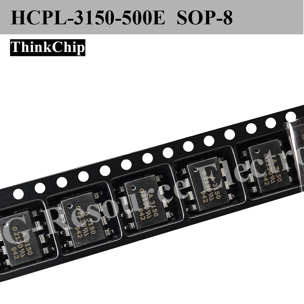 (10pcs) HCPL-3150-500E (Marking A3150) SOP-8 Gate Drive Optocoupler 0.5A 15V-30V