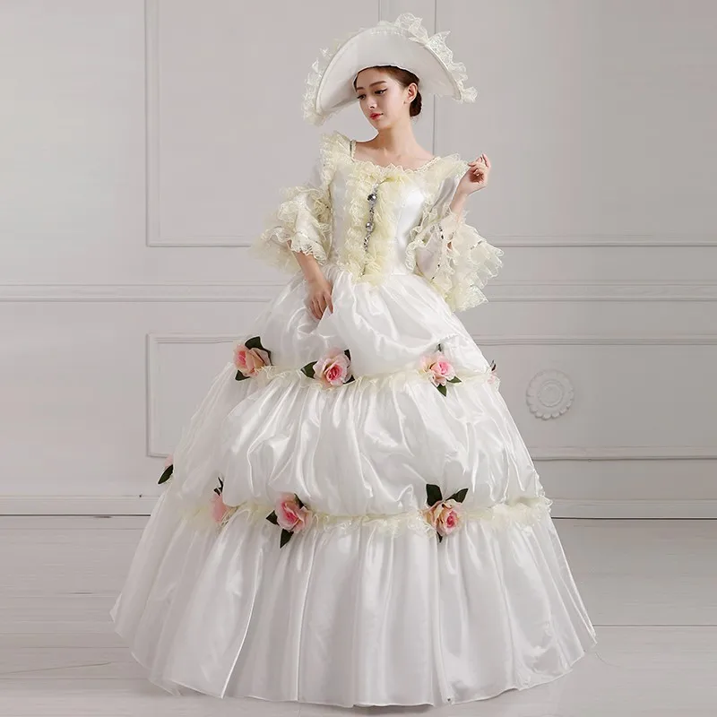 White costume Retro dress Classical party etiquette studio photography