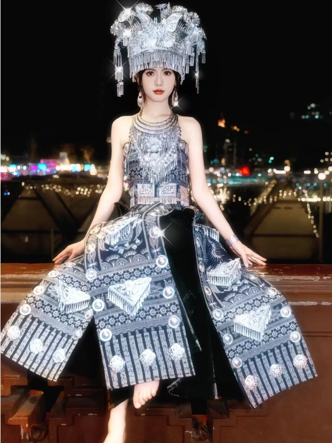 

New Ethnic Sle Girls Photoaphy Clothing Phoenix Ancient Ci Travel Photo oot Traditional Costume Polyester Fabric