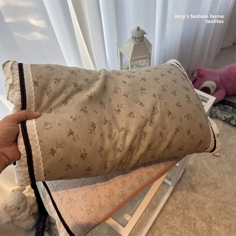

Подушка из чистого хлопка с двойным слоем кружева и гречневым наполнителем для офиса, дивана, дневного сна, маленькая односпальная подушка для дома и спальни