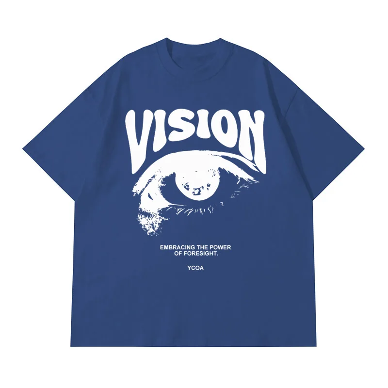 Men's T-Shirt Oversized 100% Cotton Eye Graphic Korean Summer Y2k Tops Tees Streetwear Harajuku Short Sleeve Aesthetic Clothing image 2