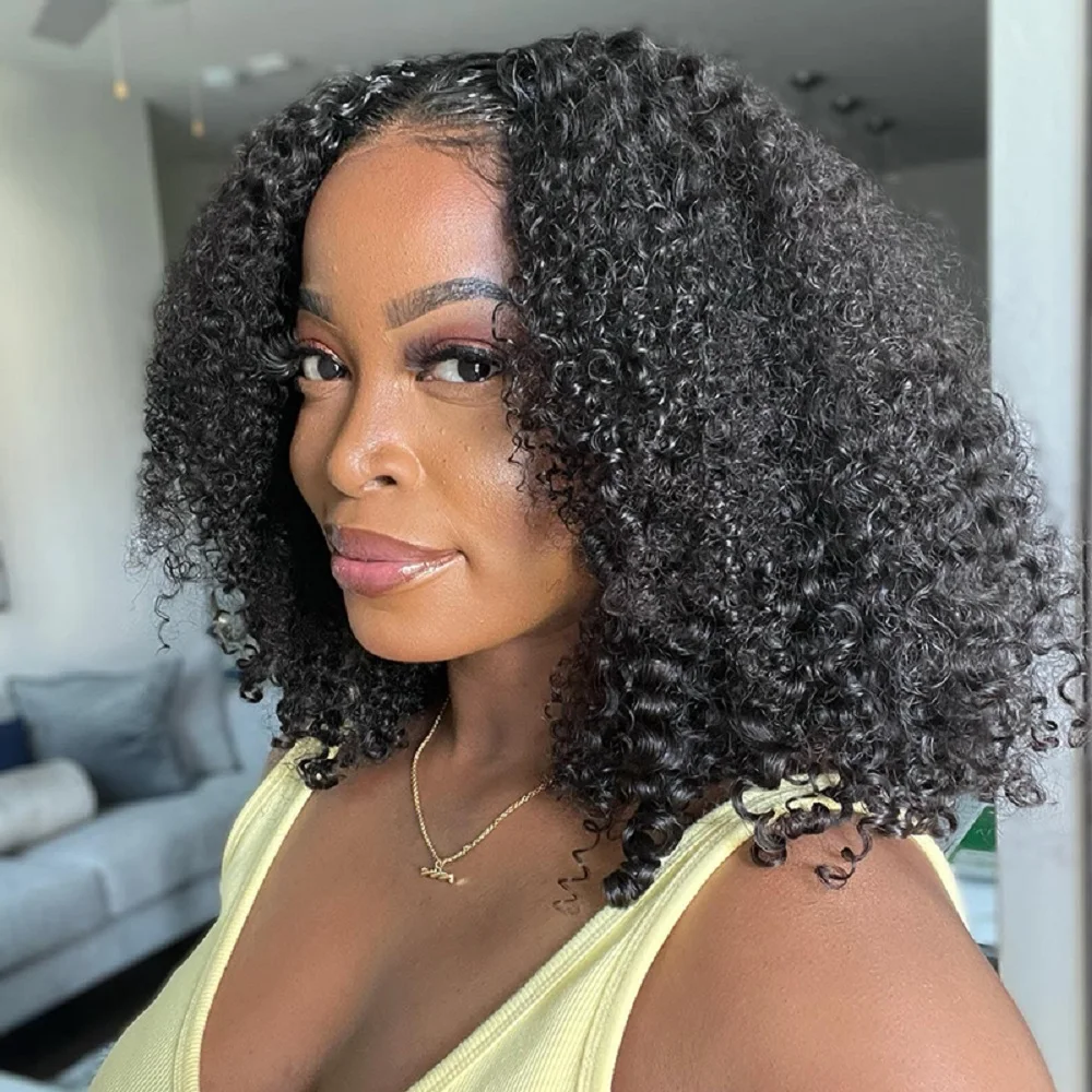 

Wear Go Glueless Wig Short Bob Human Hair Lace Front Wigs Kinky Curly Pre cut PrePlucked 4x4 Lace Closure Wig Deep Curly Wigs