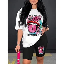 My Mouth'T Says It Printed Women's T-shirt Fashion Novelty Short Summer New Breathable Shirt Women's Round Neck Fun T-shirt