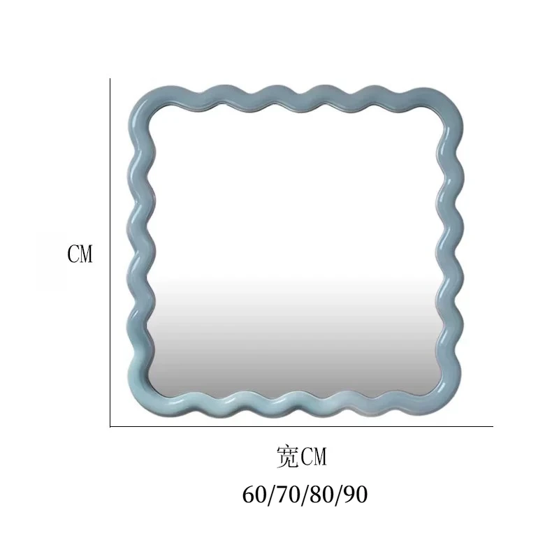 Wavy Nursery Kawaii Mirror Frame Wall Sticker Large Vanity Mirror Girl Decorations Espelho Grande Para Quarto Decoration Home