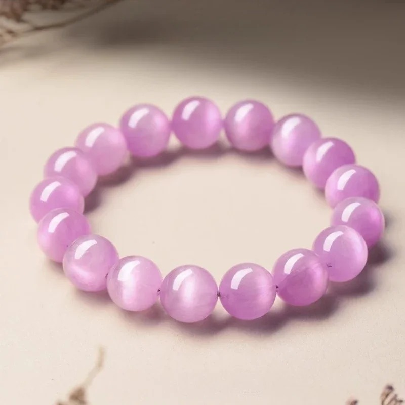 

Natural AAA Cat Eye Kunzite Bead Bracelet Ladies' High-end Light Luxury Style Purple Crystal Jewelry Bracelet Carry Certificate