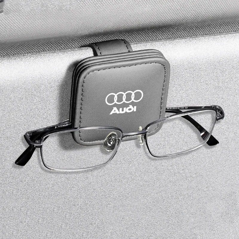 Car Sun Visor Leather Sunglasses Clip Card Ticket Holder Auto Interior Accessories For Audi A4 A5 A7 A8 Q3 Q5 Q7 TT S3 S6 Sline