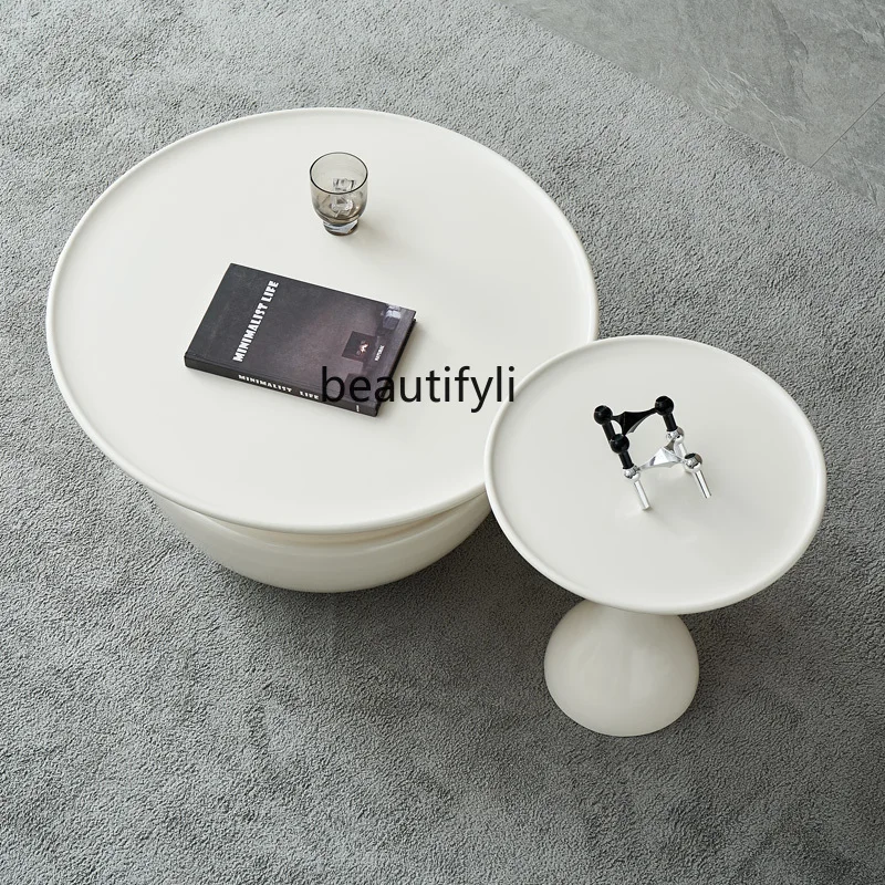 Cream Style Design Sense Personality Creative Fashion round Tea Table Child and Mother Tea Table Size Combination