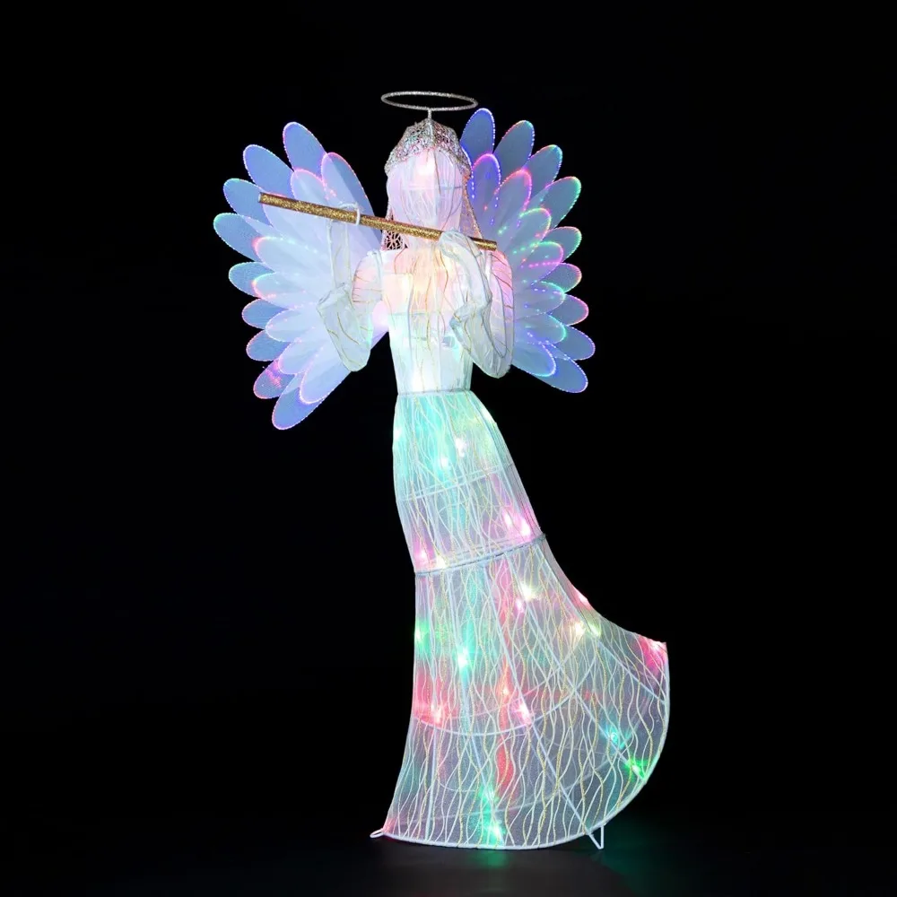 Christmas fiber optic angel 3', 8.9 x 20.1 x 36 inches Outdoor Animated Fiber-Optic Angel, 53 color-morphing LED lights, White