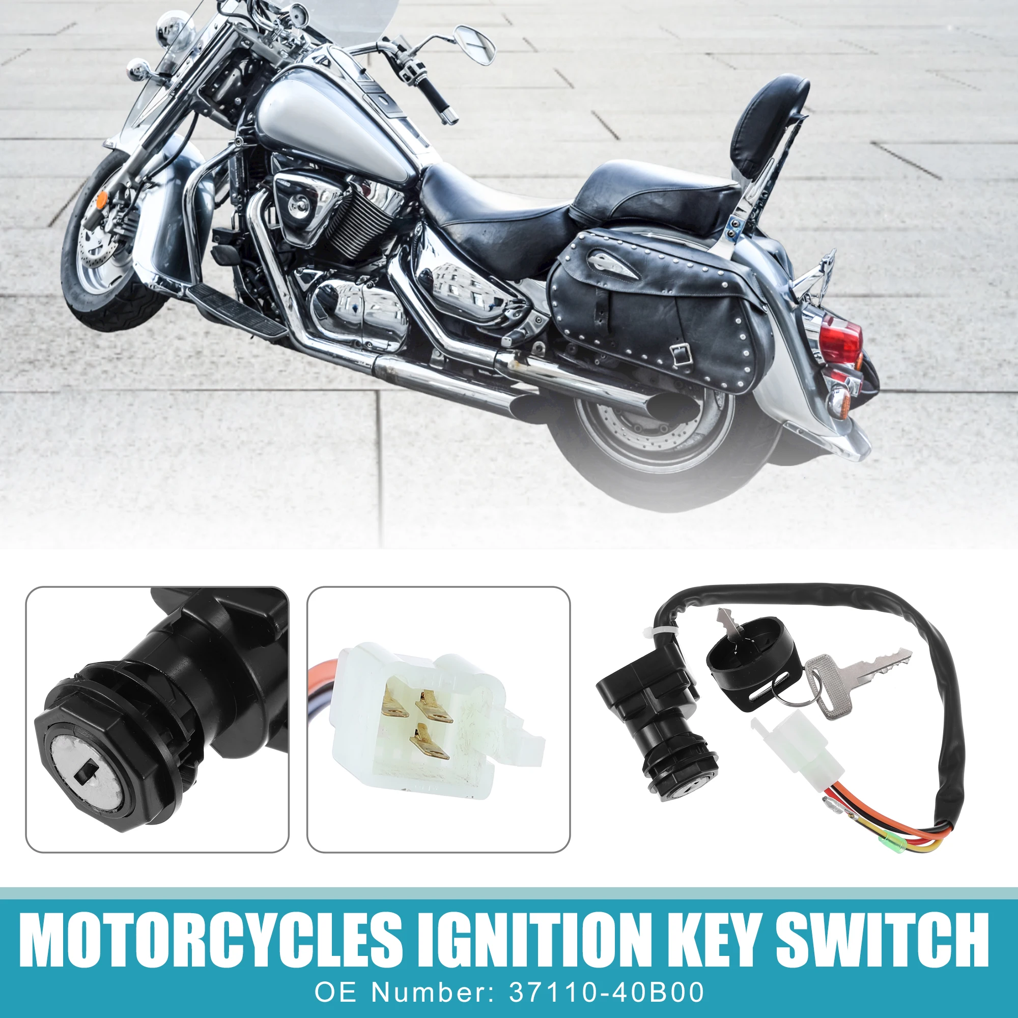 Motoforti Motorcycles Ignition Key Switch Set for Suzuki Quadsport 80 LT80 2x4 1996-2006 37110-40B00 4 Wires Connection