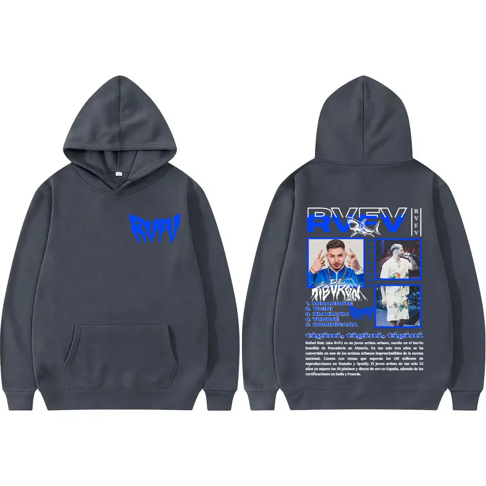 Rapper RVFV Eltiburón Tour Album 2025 Cover Hoodies Männer Langarm Casual Hoodie Mode Vintage Pop Musik Übergroßes Sweatshirt