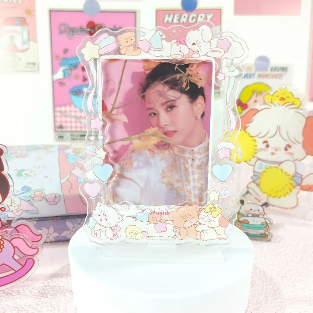 Cute Transparent Idol Card Display Stand Dustproof Korean Photo Card Holder Waterproof INS Photo Frames Desktop Ornaments