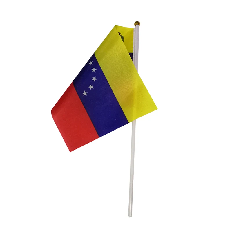 

Aerlxemrbrae индивидуальный ручной флаг Венесуэли, 50 шт./лот, 14x21 см, двухсторонняя печать, ручная машущая флаг Венесуэлы