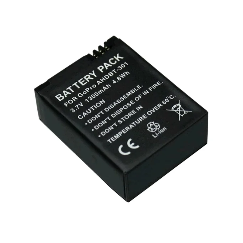 Newest AHDBT-301 3.7V 4.8Wh 1300mAh Lithium-ion Rechargeable Battery for GoPro Hero3 HD High Quality Camera Replacement Battery