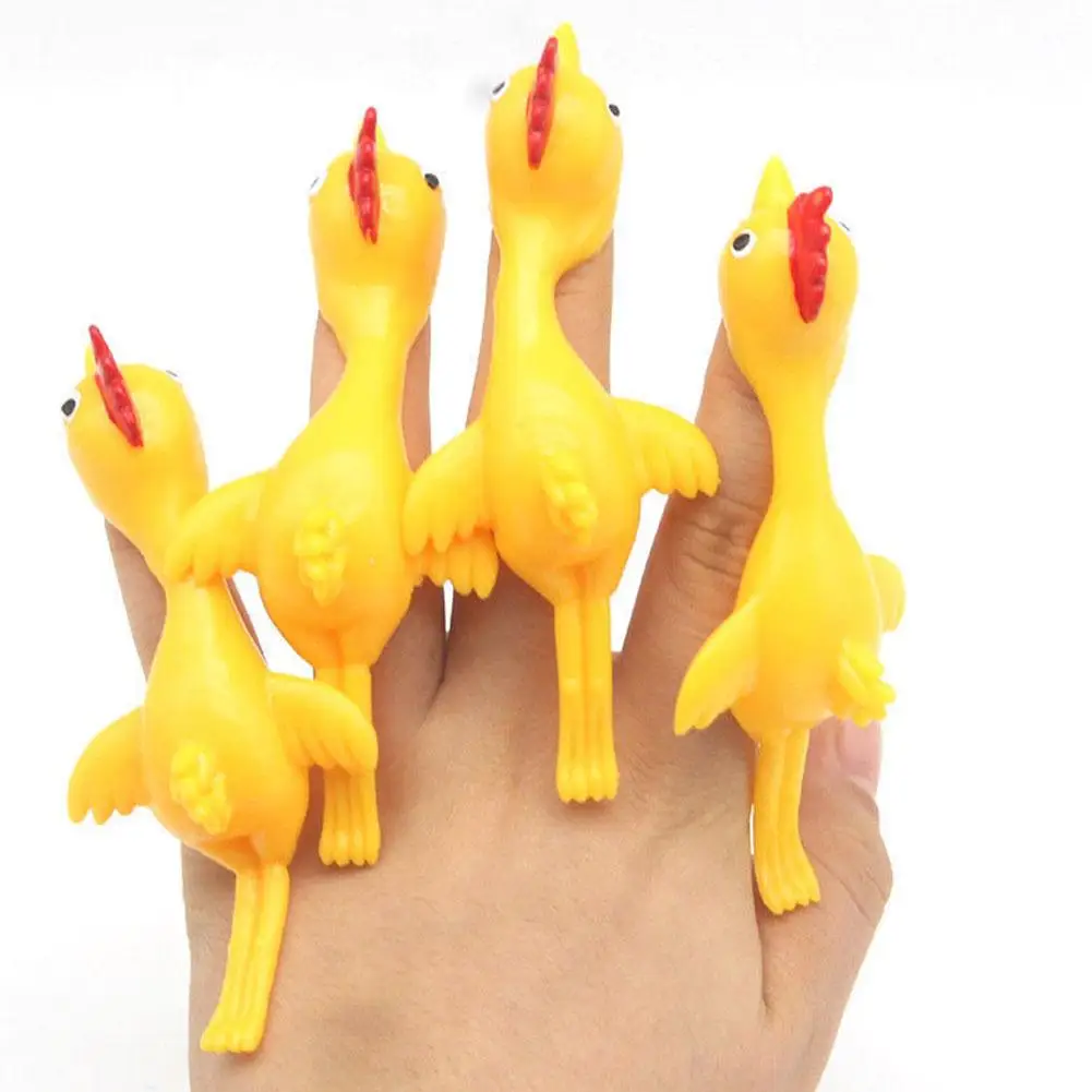 Chick Finger Catapult Puzzle Decompression Prank Soft Rubber Slingshot Chicken Finger Toys Turkey Sticky Novelty Chicken Toy