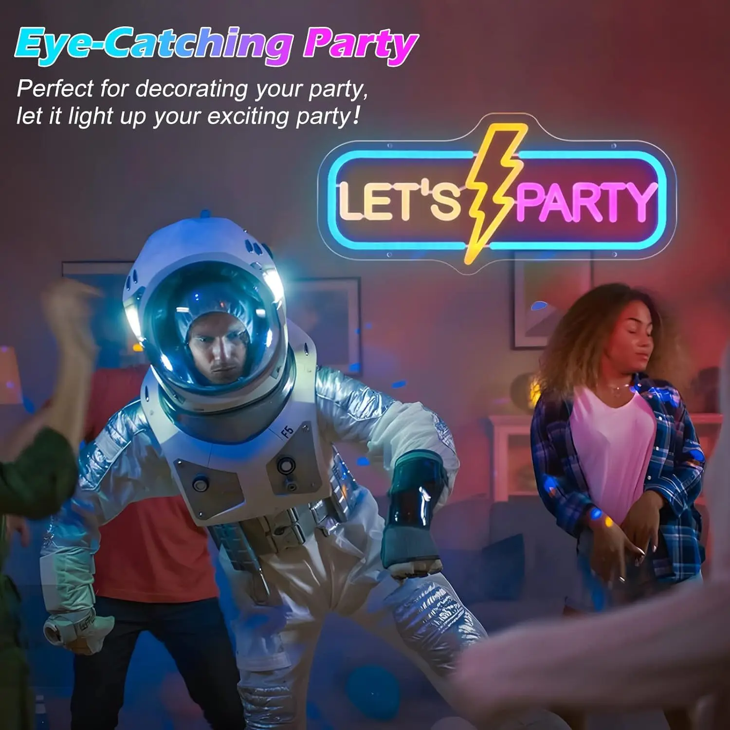 Lets Party Neon Signs Dimmable Neon Lights Sign Party Decor Light Up Signs for Wall Decor Birthday Wedding Engagement Party Gift