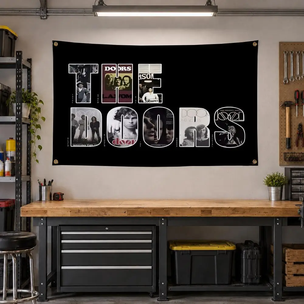 Music The Doors Classic Rock Flags Personalized Banner Flag Room Dorm Camping Picnic Garage Bar Outdoor Wall Decor
