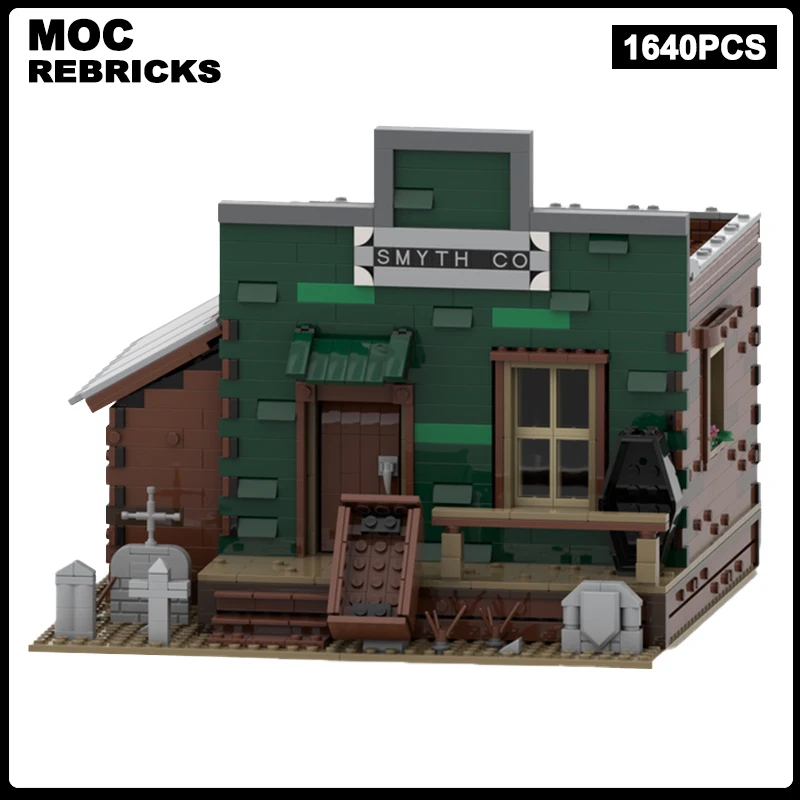 

MOC Western Mourners MOC Undertaker Cabin Building Blocks Assembly Model Bricks Display Creative Children Toys Gift 1640 parts