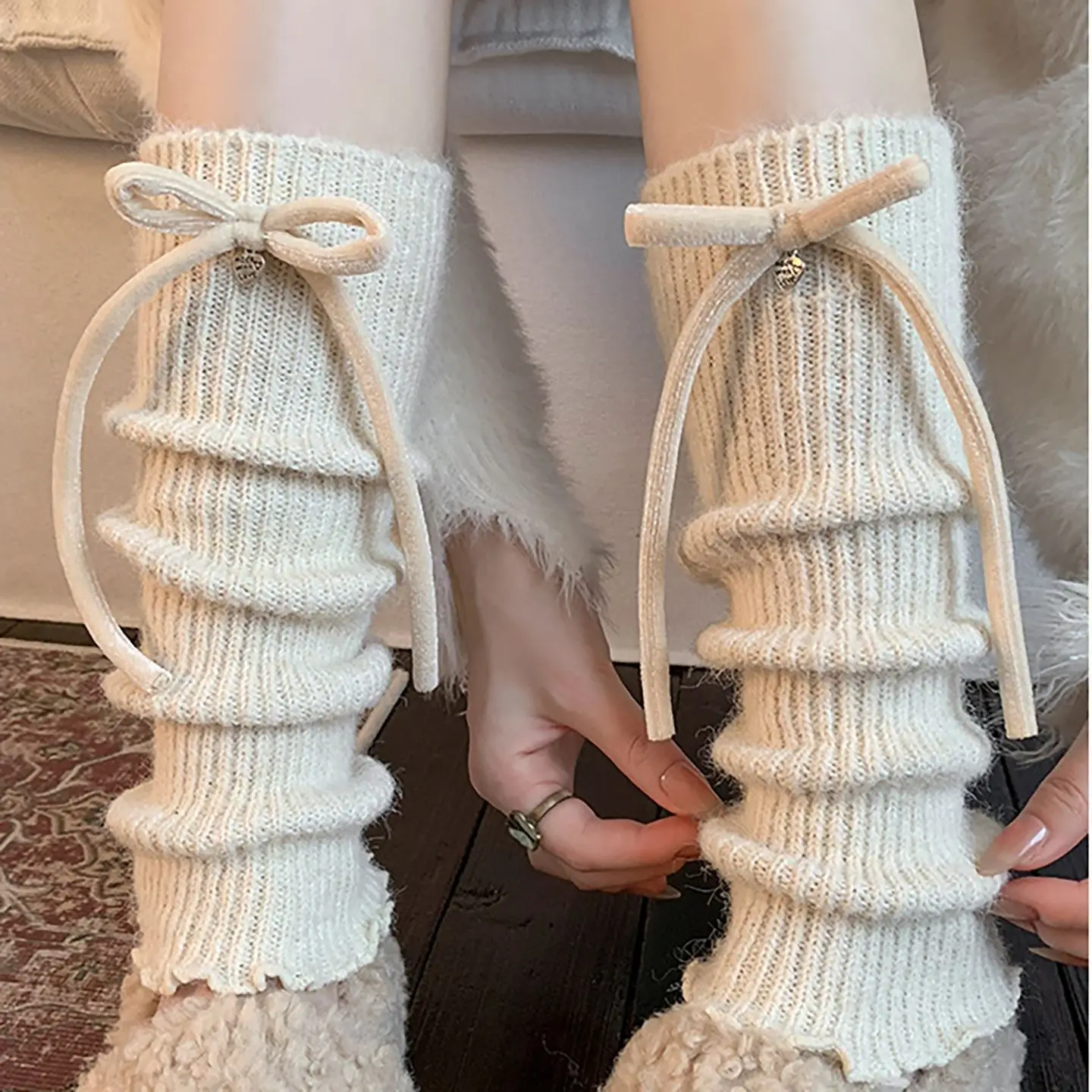 

Вязаные леггинсы Ballet Sle для женщин: осенне-зимние, милые, с узлом, на флисе, для девочек