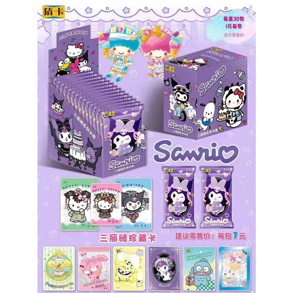 Original Sanrio Trading Card Collection For Kids Hello Kitty Kuromi Cinnamoroll Rare Game Cards Booster Box Toys Christmas Gifts