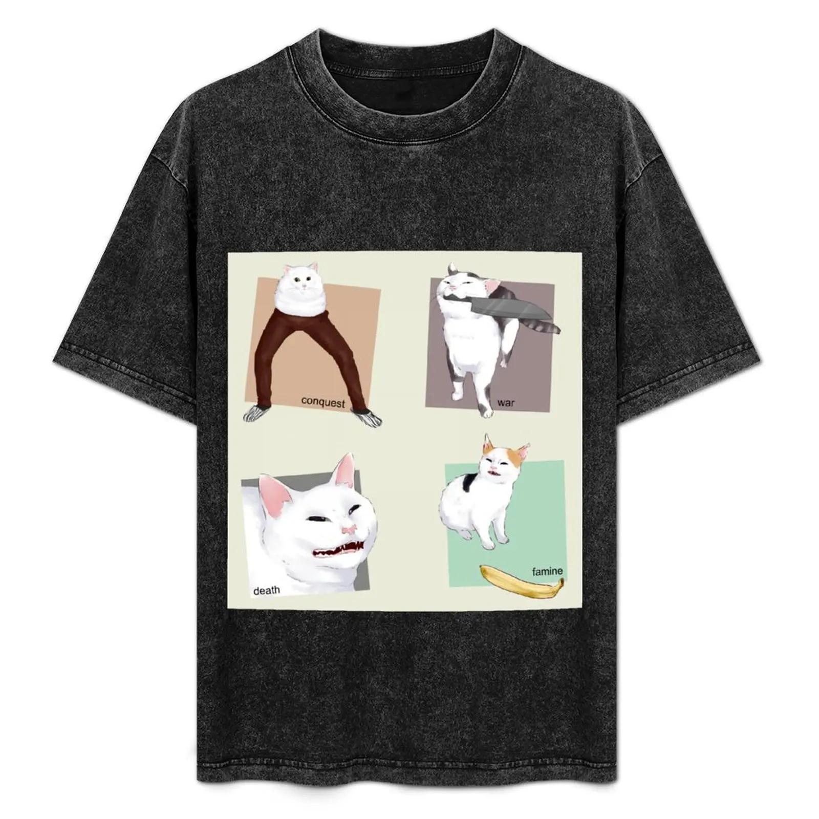 

Four 4 Horsemen of the Apocalypse - Cat Meme Catto T-Shirt custom t shirt oversized Short sleeve tee men