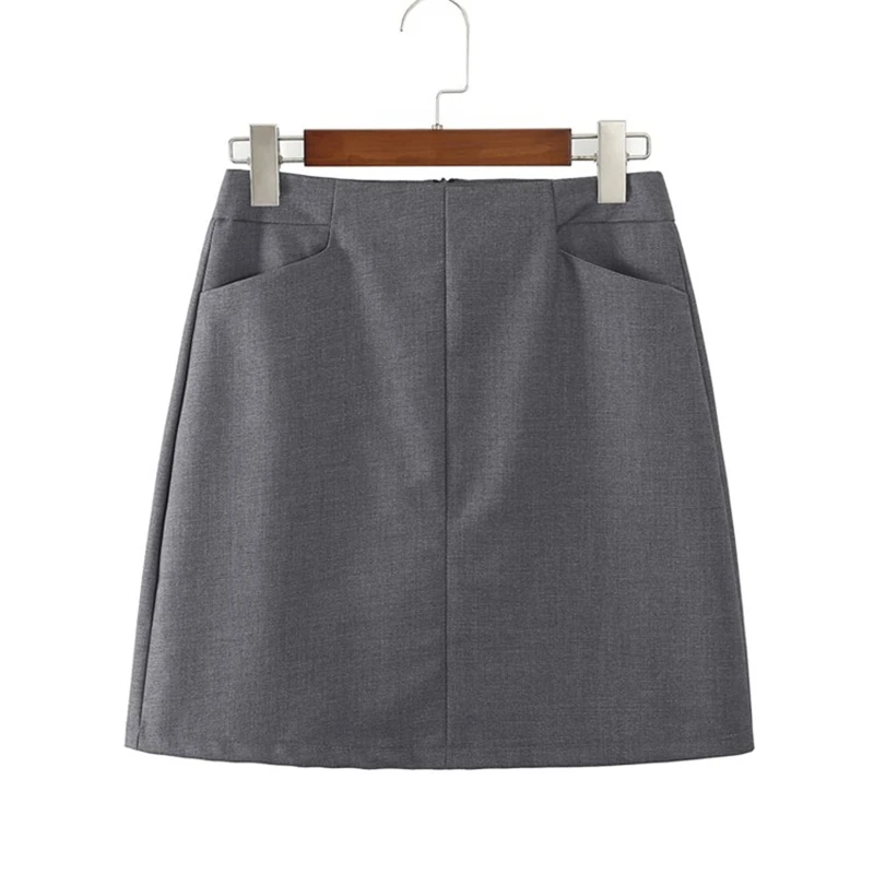 

2022 High Waist Work Skirt Chic Pocket Black Khaki Vintage Women Cargo Office Ladies Formal Female Summer MINI Suit Shorts Skirt