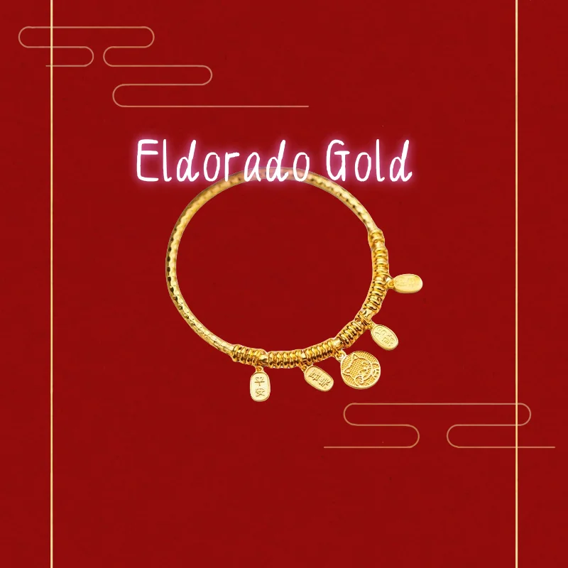 

9999 real glod Money Cat Peace and Happiness Bracelet with auspicious words and hammer patternValentine's Day gifts for couple