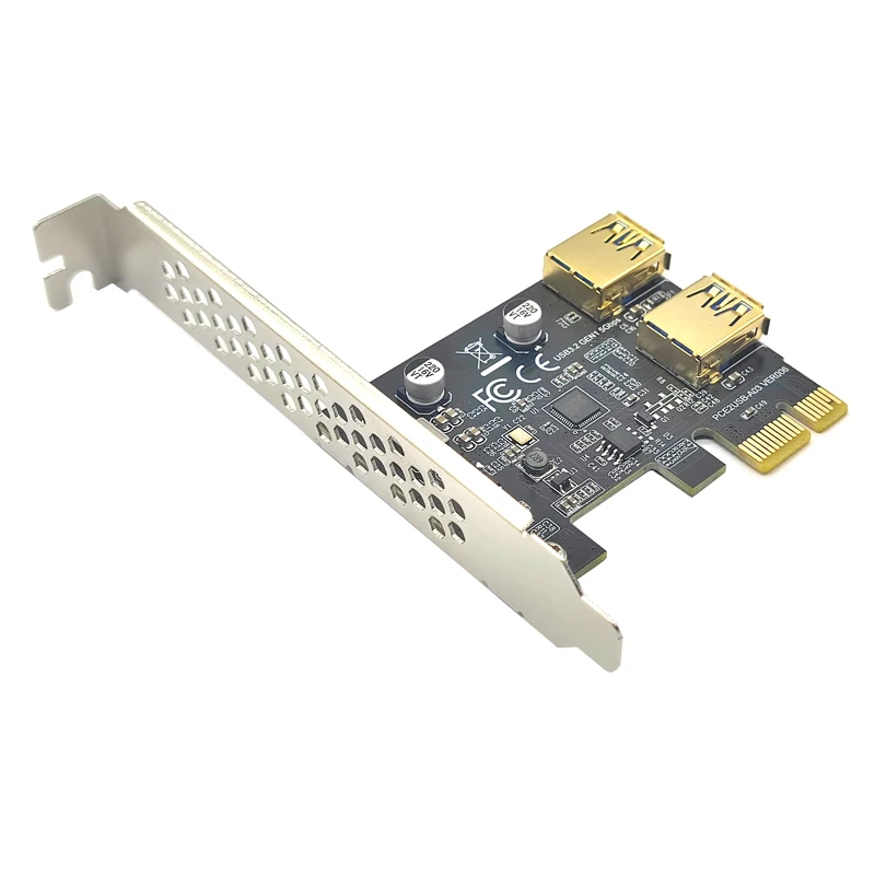 USB 3.2 GEN1 5Gbps PCIE Card PCI Express 2.0 X1 to USB3 Expansion Adapter PCI-E USB Riser Card Gold 2 Port USB3.0 for Desktop PC