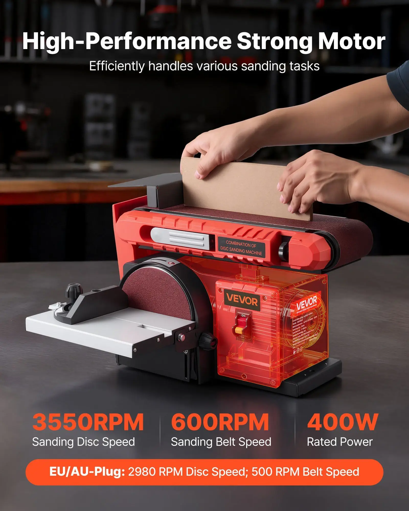 

6" Disc Sander & 4" x 36" Belt Sander, 400W Professional Belt Disc Sanders Combo with 0 - 45° Adjustable Worktable & Dust