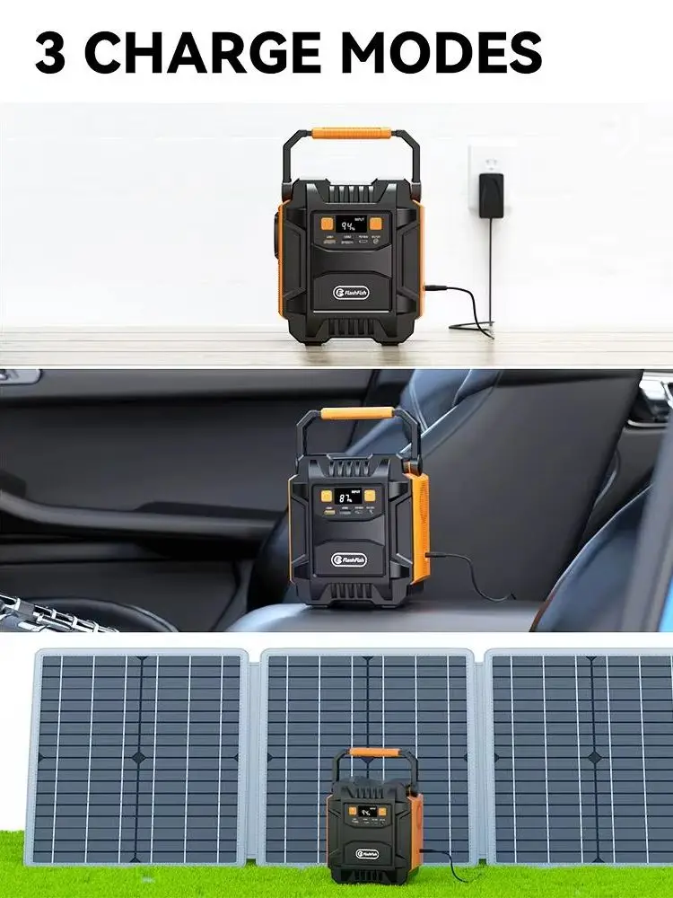 FF FlashFish A201 172,8Wh (48000mAh) 200W Tragbare Powerstation, 230V AC-Steckdosen Powerbank mit LED-Solargenerator