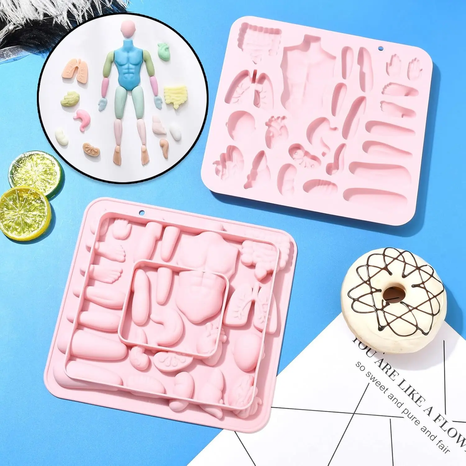 

3d Human Body Organ Silicone Mold Diy Brain Heart Baking Mold for Halloween Candy Chocolate Resin Craft Cake Decoration