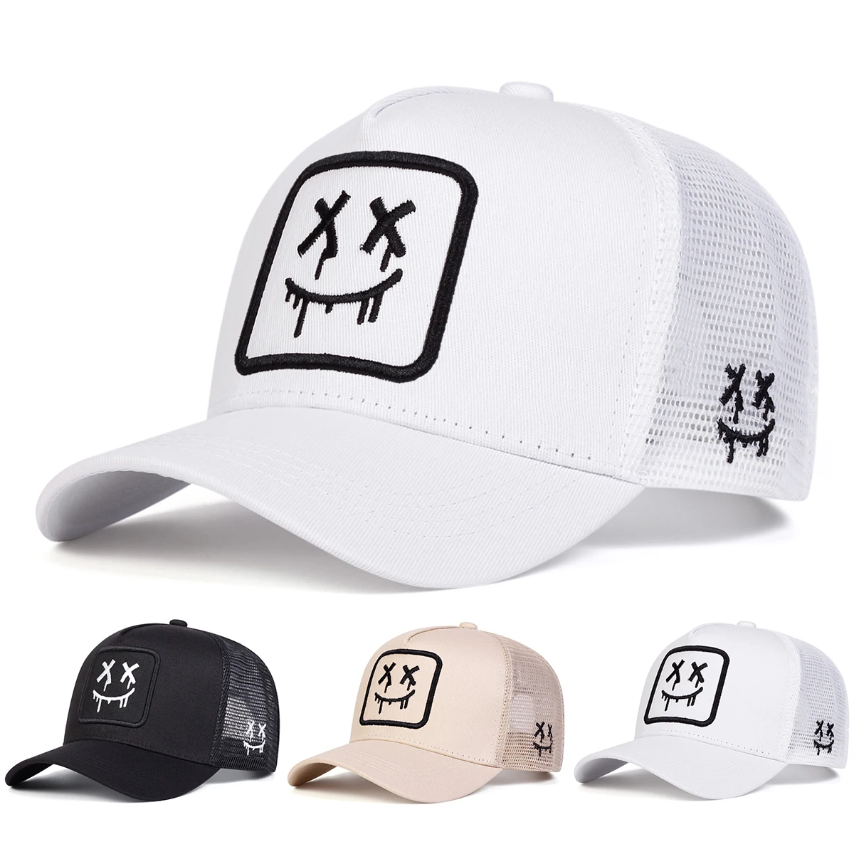 Unisex XX Smiling Face Embroidery Baseball Net Caps Spring a