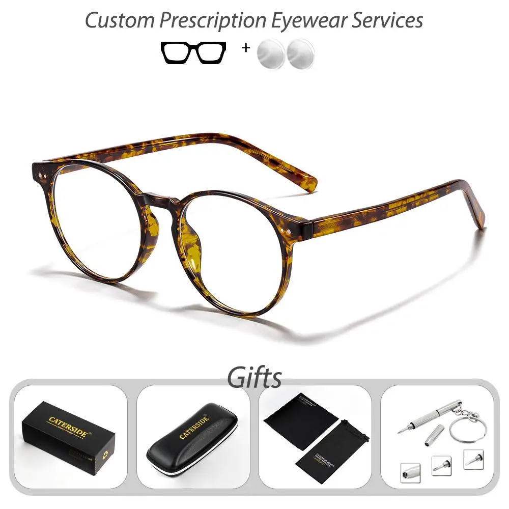 CATERSIDE Herren-Korrektionsbrille, Brechungsindex 1,56, Anti-Blaulicht-Rundgläser, Damen-Lesebrille für Kurzsichtigkeit und Weitsichtigkeit – Detail 9