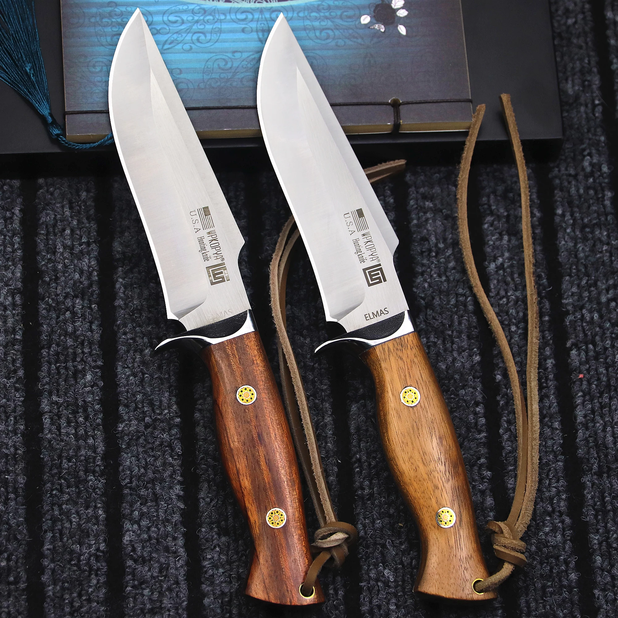 WPKOPYA USA M390 Hunting Full Tang Straight Knife + Sheath, Outdoor Survival Straight Knife, EDC Tactical Knife