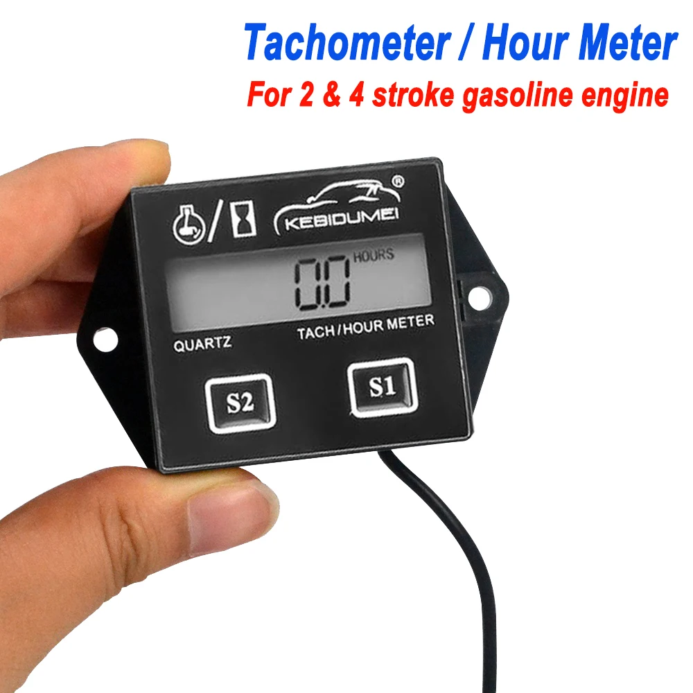 Newest Digital Engine Tach Hour Meter Tachometer Gauge Inductive Display For Motorcycle Motor Marine chainsaw pit bike Boat