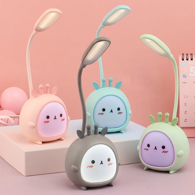 LED Night Light Cute Cartoon Desk Lamp Eye Protection USB Rechargeable Table Lamp Kawaii Kids Gift Colorful Book Reading Lamp