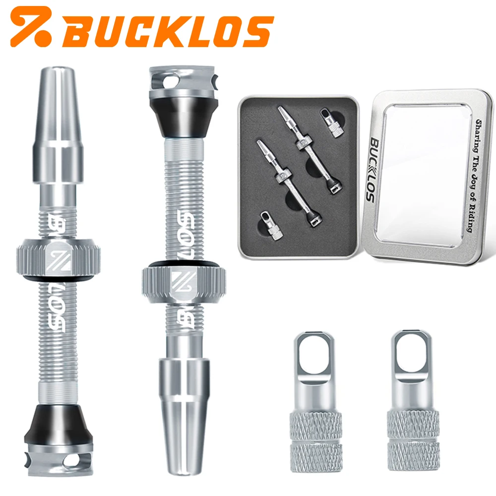 BUCKLOS Fahrrad Tubeless-Ventil 40mm 44mm CNC-Fahrradventile für Tubeless-Reifen Presta-Ventile für Rennrad und Gravel-Bike F/V-Ventile