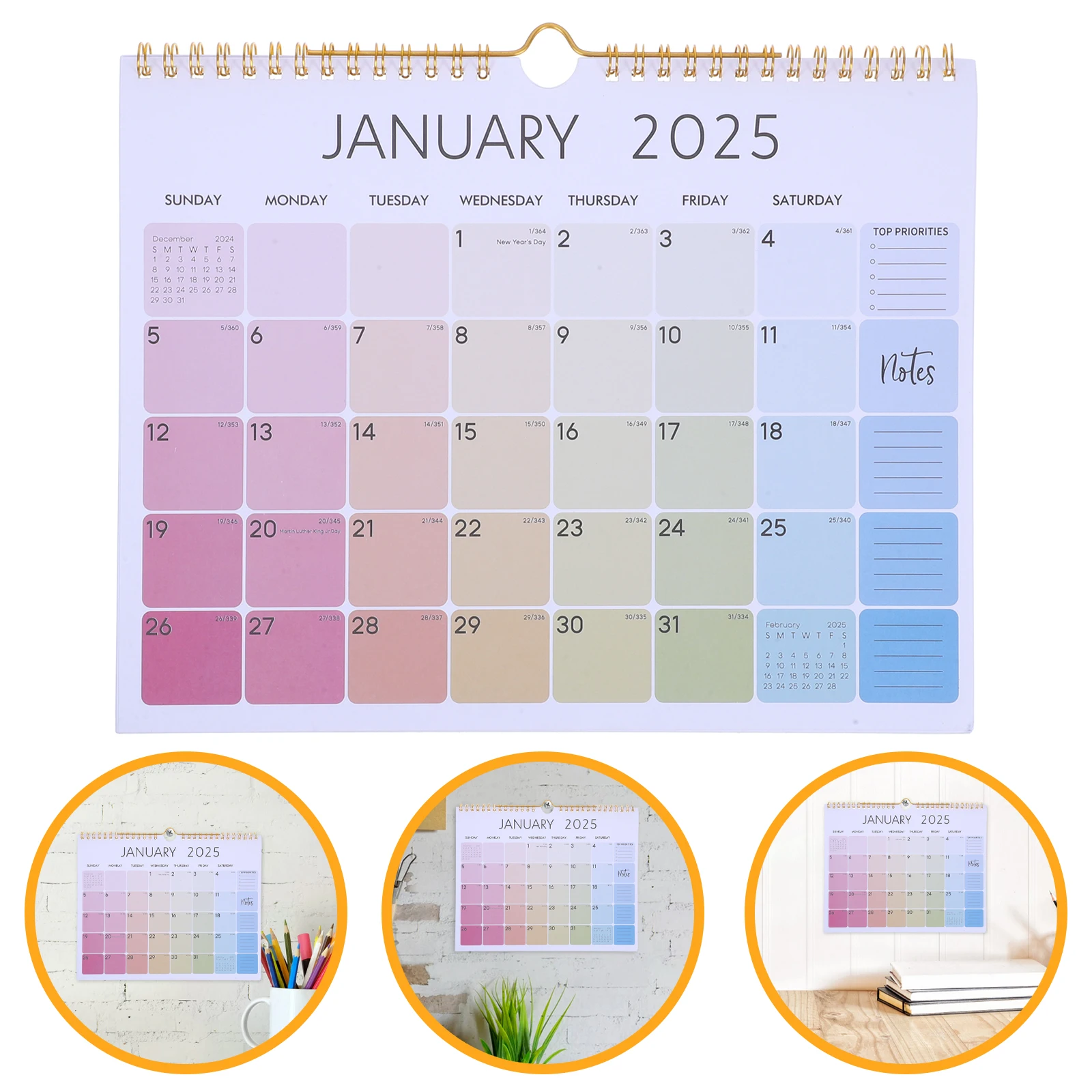 

2025 Wall Calendar Aesthetic Vertical Family Office Planner Double Coil Paper Hanging Flip Large Sturdy Monthly Yearly Classroom