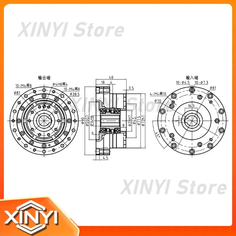 for SigGear 90NM Precision Customized Steel Metal 90MM Cycloidal Pinwheel Gear Reducer Dongguan Factory Wholesales