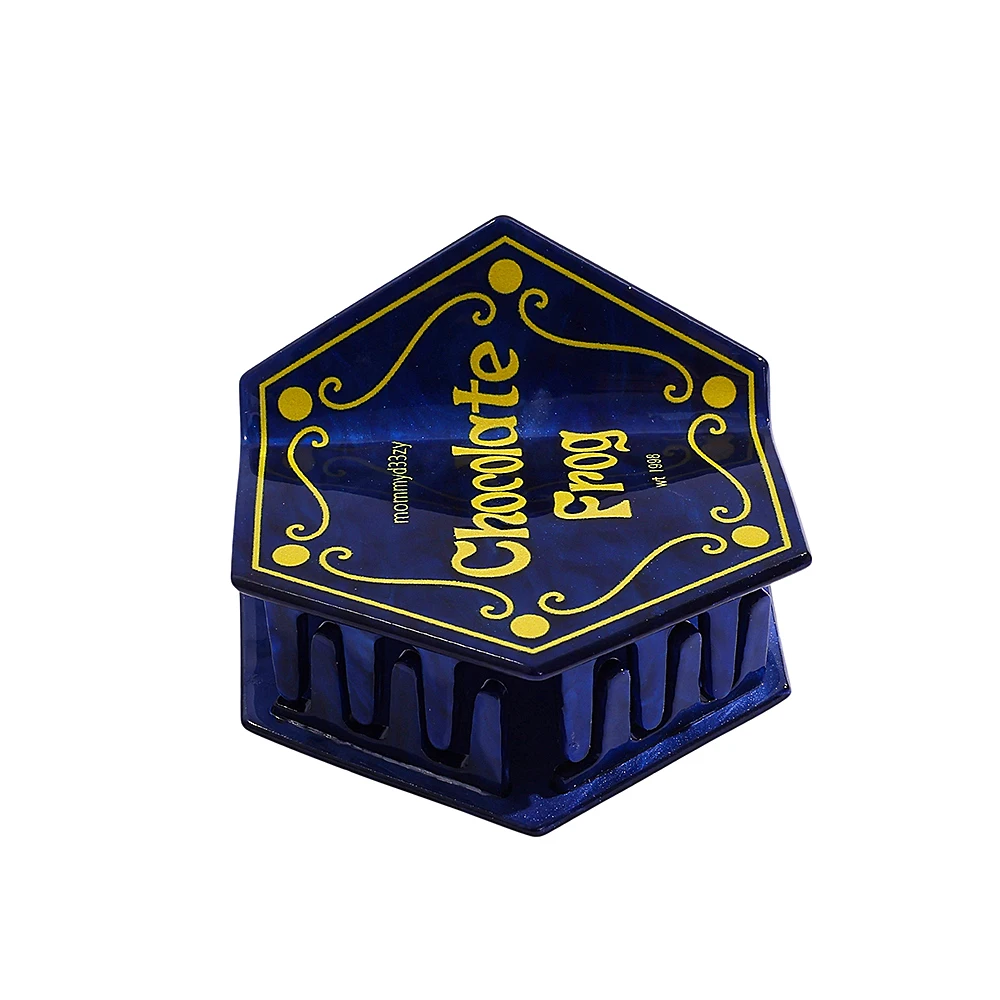 Vintage Blue Chocolate Frog Box Hair Claw Clip Hexagonal Magical Movie Inspired Shark Jaw Clip Cartoon Accessories for Women - view 2