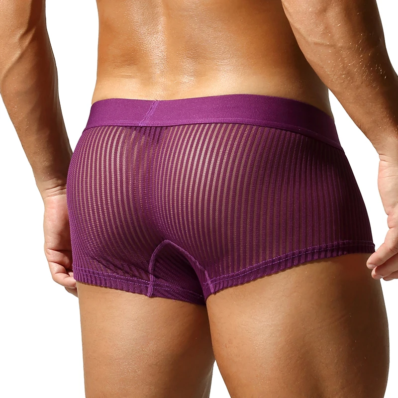 ملابس داخلية قصيرة شفافة للرجال من SEOBEAN، سراويل بوكسر مريحة من البوليستر للرجال