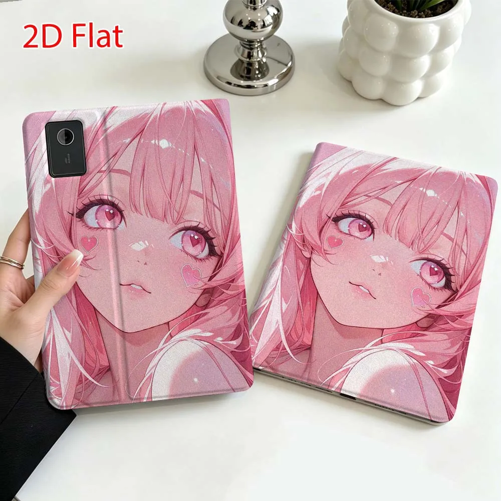 Pink hair Anime gir For Lenovo Xiaoxin Pad Pro Tab P12 P11 11 13 11.2 inch K11 Plus Pen Tray Tablet Case Soft