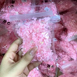 600Pcs/bag Kawaii Pink Resin Bow Mixed Nails Charm 3D Acrylic Heart/Bow-knot/Star/Butterfly Cute Huge Capacity Nail Art Decorat