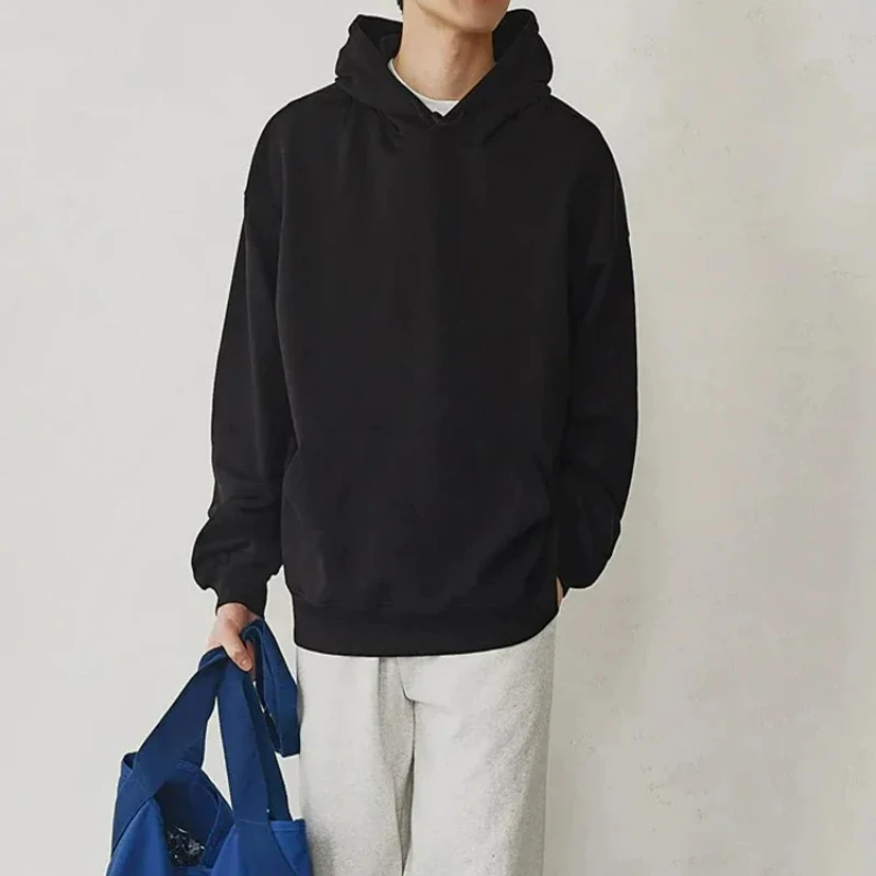 

Men Hoodies Sweatshirt Fashion Streetwear Casual Men's Solid Color Loose Breathable Pullovers Pocket Hoodies