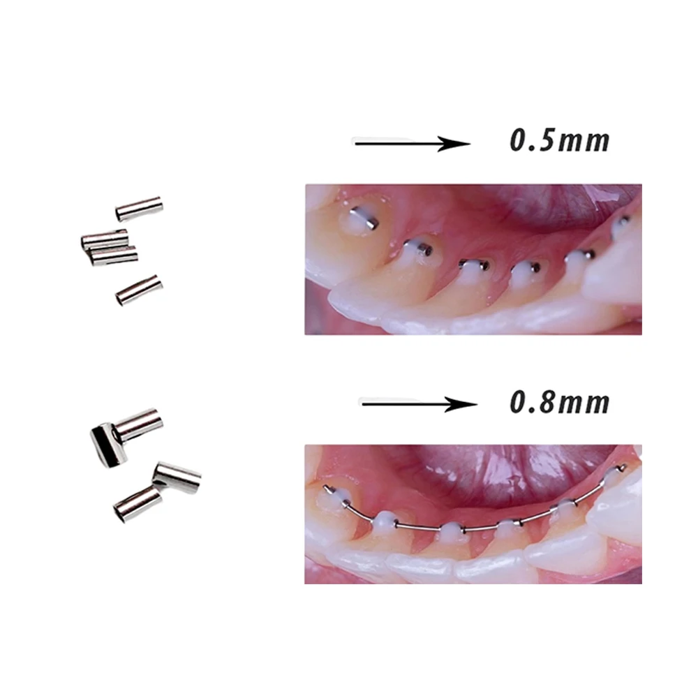 10 sztuk/partia dentystycznych haków ortodontycznych do zaciskania Mini ograniczników na drutach wspornikowych 0.5mm i 0.8mm narzędzie do